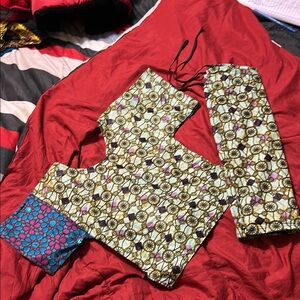 Colorful Patterned Crop Top and Pants Set kids
